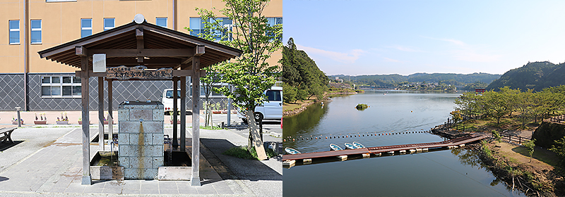 久留里水くみ広場と亀山湖